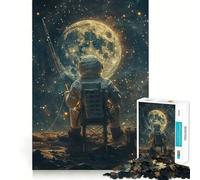Rompecabezas de 1000 Piezas para Adultos Astronauta,Espacio,Pesca,Corte preciso,Decoración,Juego Divertido,Tiempo Libre,Regalo de cumpleaños,Afición (38x26cm)