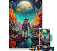 Rompecabezas de 1000 Piezas para Adultos Astronauta,Espacio Salvaje,Arte de Corte Preciso,Juego de Pensamiento,Diversión en el Tiempo Libre,Regalo de Cumpleaños (38x26cm)