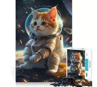 Rompecabezas de 1000 Piezas para Adultos Astronauta,Gato Espacial,Decoración de Corte Preciso,Juguete Estimulante Cognitivo,Tiempo Libre,Regalo de Cumpleaños Artístico (38x52cm)