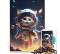 Rompecabezas de 1000 Piezas para Adultos Astronauta,Gato Espacial,Juego de Bordes Limpios,Diversión Cognitiva,Juego Lento,Divertido,Regalo Festivo y de Ocio (50x75cm)