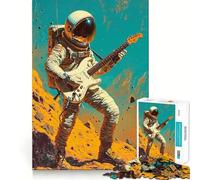 Rompecabezas de 1000 Piezas para Adultos Astronauta,Guitarra,música,Estilo Mediados de Siglo,decoración de Corte preciso,Juguete para estimular la Mente,Entretenimiento,Regalo de cumpleaños (38x52cm)