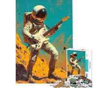 Rompecabezas de 1000 Piezas para Adultos Astronauta Guitarra Música Estilo Mediados de Siglo Un desafío Educativo Una Obra de Arte Juguetes antiestrés para Mayores de 14 años (50x75cm)