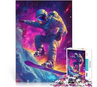 Rompecabezas de 1000 Piezas para Adultos Astronauta Haciendo Snowboard en el Espacio Juego Intelectual de Juguete Buen Regalo 75x50cm