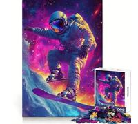 Rompecabezas de 1000 Piezas para Adultos: Astronauta Haciendo Snowboard en el espacioIdeal para Relajarse y Mejorar la memoriaCorte suaveUn Regalo Encantador(38x26cm)
