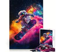 Rompecabezas de 1000 Piezas para Adultos: Astronauta Haciendo Snowboard en el espacioIdeal para Relajarse y Mejorar la memoriaCorte suaveUn Regalo Encantador(50x75cm)