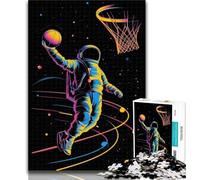 Rompecabezas de 1000 Piezas para Adultos, Astronauta Jugando al Baloncesto, para Adolescentes, Entrena tu Cerebro y Tus Manos, Regalo de cumpleaños, 26x38cm