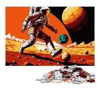 Rompecabezas de 1000 Piezas para Adultos, Astronauta Jugando al fútbol, diseño intrincado para Adolescentes, decoración DIY y diversión para estimular el Cerebro, 50 x 75 cm / 19,68 x 29,52 Pulgadas.