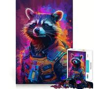 Rompecabezas de 1000 Piezas para Adultos Astronauta,Mapache,Espacio,Corte Premium,Juego,Actividad Mental Inteligente,Paz,Diversión,Cumpleaños,Arte,Juego (38x26cm)