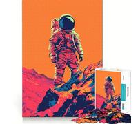 Rompecabezas de 1000 Piezas para Adultos Astronauta Minimalista en Marte,decoración Elegante,Actividad Cerebral,diversión,Tiempo Libre,Regalo de cumpleaños (38x52cm)