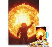 Rompecabezas de 1000 Piezas para Adultos: Astronauta Mirando al Sol, Juguete antiestrés, dificultad difícil, Lista de Deseos con Papá Noel 50x75cm