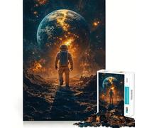 Rompecabezas de 1000 piezas para adultos Astronauta mirando hacia la Tierra Diseño de corte preciso Divertido juego mental Regalo ideal para relajarse y pasar un buen rato Regalo de cumpleaños 50x75cm