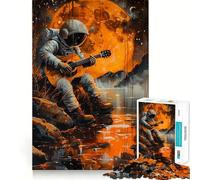 Rompecabezas de 1000 Piezas para Adultos Astronauta,Naranja,Luz de Luna,Corte Preciso,Decoración,Juguete Estimulante Cognitivo,Tiempo Libre,Regalo de Cumpleaños Artístico (38x26cm)