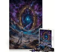 Rompecabezas de 1000 Piezas para Adultos: Astronauta observando Las Estrellas en un Planeta alienígenaEjercicio de razonamientoEscape conscienteBordes de Primera calidadRegalo navideño (38x52cm)