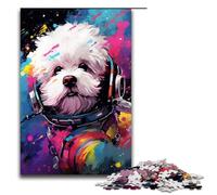 Rompecabezas de 1000 Piezas para Adultos Astronauta Perro bichón frisé Actividad Familiar Rompecabezas Juego Familiar antiestrés desafío difícil Rompecabezas de 75 x 50 cm