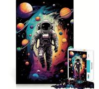 Rompecabezas de 1000 Piezas para Adultos Astronauta,Planetas Coloridos,Encaje, Arte,Desafío Mental,Diversión,Tiempo de Descanso,Juego,Regalo de cumpleaños para la Mente (38x26cm)