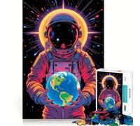 Rompecabezas de 1000 Piezas para Adultos Astronauta sosteniendo la Tierra Divertido Juego Mental Regalo Ideal para Relajarse y divertirse Regalo de cumpleaños (50x75cm)