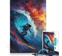 Rompecabezas de 1000 Piezas para Adultos Astronauta,Surf Cósmico,Bordes Finos,Manualidades,Juego Divertido,Juego Relajante,Regalo de Cumpleaños,Afición (38x52cm)