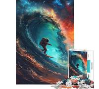 Rompecabezas de 1000 Piezas para Adultos Astronauta surfeando en el Espacio Ayuda a ejercitar el Cerebro Juego Imposible de Cortar con precisión Apto para Mayores de 14 años (38x26cm)