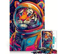 Rompecabezas de 1000 Piezas para Adultos Astronauta,Tigre Espacial,Arte de Corte Exacto,Juego para Desarrollar la Capacidad Mental,Entretenimiento,Divertido,Regalo de Cumpleaños (38x26cm)