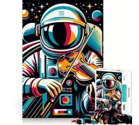 Rompecabezas de 1000 Piezas para Adultos Astronauta Tocando el violín Arte de Corte preciso Juego de ingenio Diversión para el Tiempo Libre Regalo Ideal para cumpleaños (50x75cm)