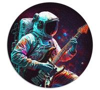 Rompecabezas de 1000 Piezas para Adultos,Astronauta Tocando la Guitarra Rompecabezas Redondo de 1000 Piezas para Adultos,Ideal para Relajarse y desafiarse Decoración Colorida para el hogar