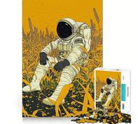 Rompecabezas de 1000 Piezas para Adultos Astronauta Tomando un Descanso Juego de Bordes limpios Diversión cognitiva Juego Lento Divertido Regalo Festivo para el Tiempo Libre (38x52cm)
