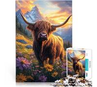 Rompecabezas de 1000 Piezas para Adultos Atardecer de Vaca de Las Tierras Altas Análisis y lógica Cumpleaños 52x38cm