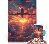 Rompecabezas de 1000 Piezas para Adultos Atardecer en avión Desafío difícil para aliviar el estrés Regalo de cumpleaños 75x50cm