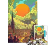 Rompecabezas de 1000 Piezas para Adultos Atardecer en Birmingham Reino Unido Rompecabezas para Adultos Juego Familiar decoración de Pared Actividades Divertidas en casa (tamaño 50x75cm)