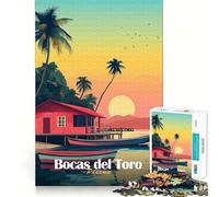 Rompecabezas de 1000 Piezas para Adultos Atardecer en Bocas del Toro Juego de ingenio, Relajarse y divertirse en cumpleaños 38x52cm