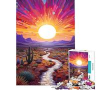Rompecabezas de 1000 Piezas para Adultos Atardecer en el Desierto explosión de Rompecabezas para Adultos Juguete para decoración de Pared Mejora la Memoria difícil y desafiante (tamaño 38x52cm)