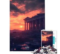 Rompecabezas de 1000 Piezas para Adultos Atardecer en la Acrópolis de Atenas Grecia Juego desafiante Juguetes relajantes Regalos para Mujeres Excelentes Regalos y Juguetes (tamaño 38x26cm)