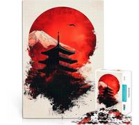 Rompecabezas de 1000 Piezas para Adultos Atardecer en la Pagoda Japonesa Difícil y desafío Juego Educativo para cumpleaños y Navidad. 75x50cm