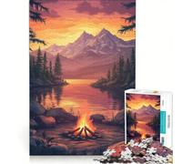 Rompecabezas de 1000 Piezas para Adultos: Atardecer en Las montañas Junto a una fogata Juego Familiar, Ideal para divertirse en casa, Regalo de cumpleaños o Cualquier Otra ocasión 50x75cm