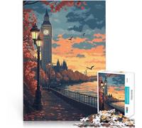 Rompecabezas de 1000 Piezas para Adultos Atardecer en Londres con el Big Ben Juego Intelectual de Juguete Regalo Divertido 52x38cm