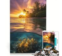 Rompecabezas de 1000 Piezas para Adultos Atardecer en una Isla Tropical con corales submarinos Juegos Divertidos para la interacción Entre Padres e Hijos Regalo Ideal para quienes Buscan un desafío
