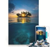 Rompecabezas de 1000 Piezas para Adultos Atardecer en una Isla Tropical Juguete Educativo interacción Entre Padres e Hijos Toda la Familia 38x26cm