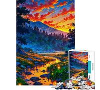 Rompecabezas de 1000 Piezas para Adultos Atardecer Naturaleza Rompecabezas para Adolescentes Juegos Familiares Vacaciones en casa Matar el Tiempo cumpleaños y Navidad (38x26cm)