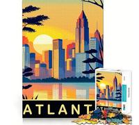 Rompecabezas de 1000 Piezas para Adultos Atardecer sobre Atlanta Decoración práctica y Divertida Juguete para ejercitar la Mente Regalo navideño Ideal para Pasar un Buen rato (50x75cm)