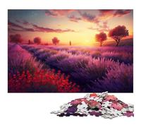 Rompecabezas de 1000 Piezas para Adultos Atardecer sobre un Campo de Lavanda difícil de Resolver Un Regalo Ideal para Adolescentes a Partir de 14 años (38 x 26 cm)