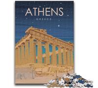 Rompecabezas de 1000 Piezas para Adultos, Atenas, Grecia de Noche, 1000 Piezas, desafío de Inteligencia Cerebral, Juguetes adictivos para decoración del hogar (50x75cm)