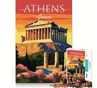 Rompecabezas de 1000 Piezas para Adultos Atenas,Grecia,Puesta de Sol,Bordes limpios,Juego de Desarrollo cognitivo,Juego Lento,diversión Festiva,Regalo de Ocio (38x26cm)