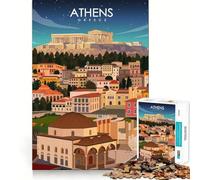 Rompecabezas de 1000 Piezas para Adultos Atenas Grecia Viaje Arte Corte Limpio Decoración Juguete de desafío cognitivo Tiempo Libre Juego Regalo de cumpleaños Arte (50x75cm)
