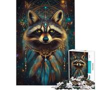 Rompecabezas de 1000 Piezas para Adultos Atrapasueños de Mapache Rompecabezas para Adolescentes con Corte de precisión Entrena tu Cerebro y Tus Manos Juguetes educativos 50x75cm