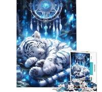 Rompecabezas de 1000 Piezas para Adultos Atrapasueños de Tigre Blanco durmiendo Juego Educativo desafío Juguete Juego de ingenio Regalo de cumpleaños (tamaño 38x26cm)