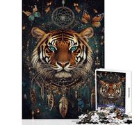Rompecabezas de 1000 Piezas para Adultos Atrapasueños de Tigre Rompecabezas mágicos para Adultos Juegos Divertidos para Pasar el Tiempo en casa desafiante y difícil (tamaño 38x52cm)