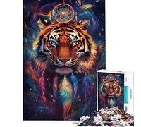 Rompecabezas de 1000 Piezas para Adultos Atrapasueños de Tigre Rompecabezas para Adolescentes Vacaciones en casa Matar el Tiempo Lista de Deseos con Papá Noel cumpleaños 50x75cm