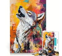 Rompecabezas de 1000 Piezas para Adultos Aullido de Lobo,Juego de concentración Mental,Corte láser, Actividad Nocturna Divertida para Toda la Familia (38x52cm)
