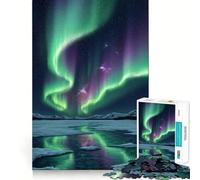 Rompecabezas de 1000 Piezas para Adultos Aurora Boreal sobre Frozen Premium Cut Play Actividad para la Mente Inteligente Paz Diversión Cumpleaños Arte Juego (50x75cm)