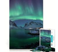 Rompecabezas de 1000 Piezas para Adultos Aurora Boreal sobre Las Islas Lofoten,Noruega Juego Mental Divertido y de Gran precisión Regalo Ideal para Relajarse y divertirse Regalo de cumpleaños 38x52cm